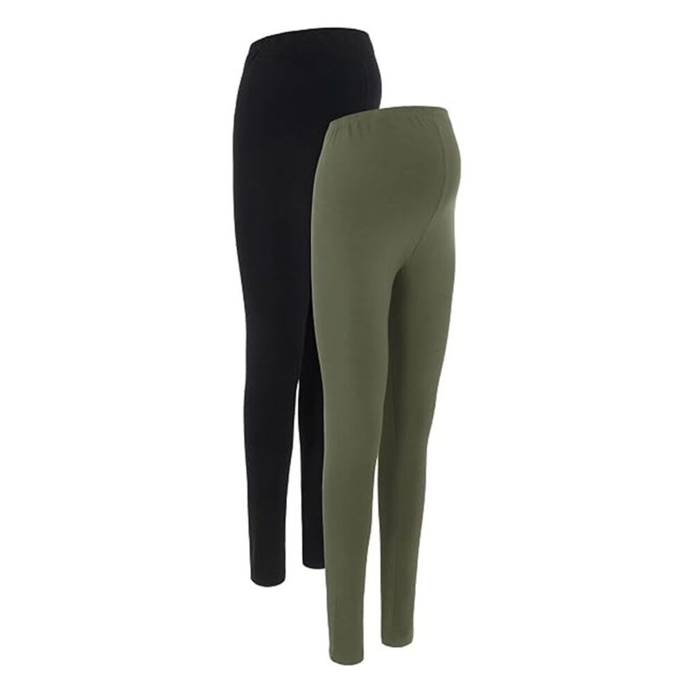 Mamalicious Womens/Ladies Leggings (Pack of 2) / Black/Thyme